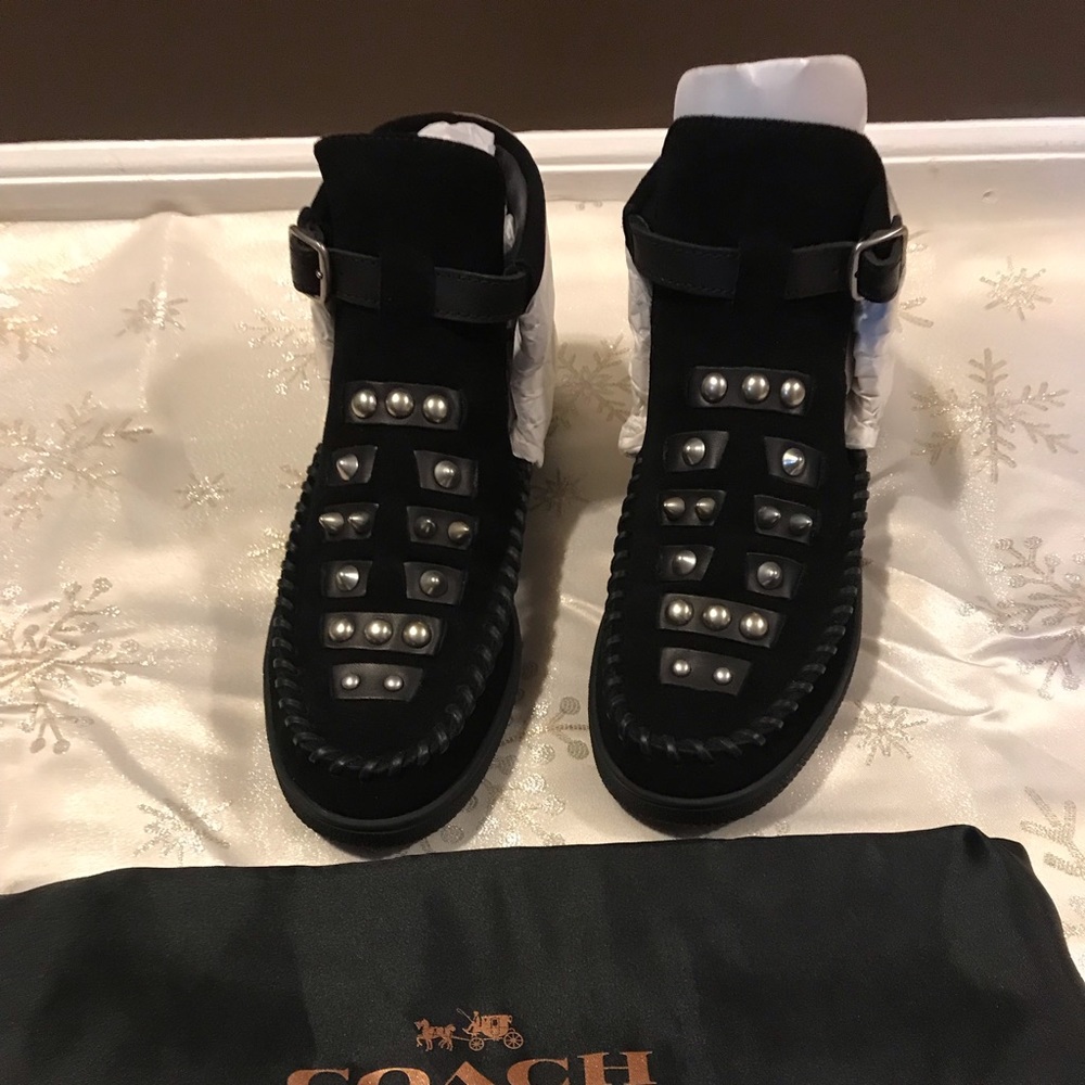 New coach suede shoes with metal Rhinestones